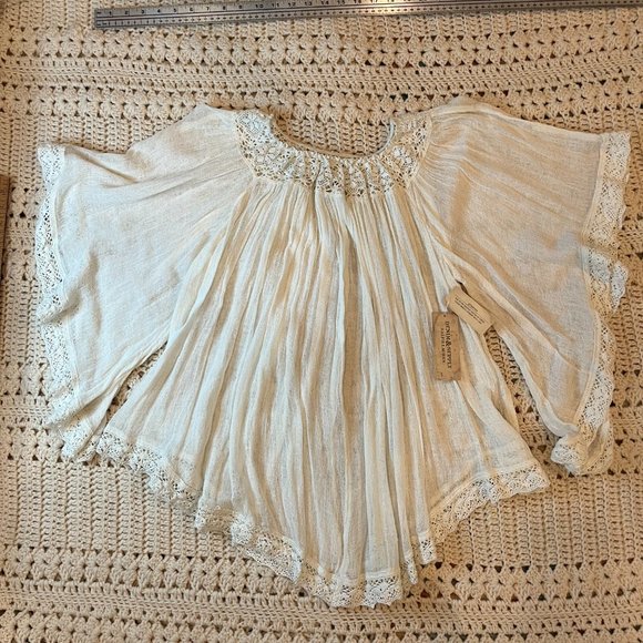 Denim & Supply Ralph Lauren Tops - Denim & Supply by Ralph Lauren Ivory Gauze/Lace Angel Sleeve Shirt X Small NWT